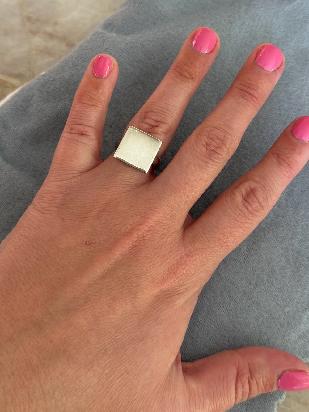 Sterling Silver Square Signet Ring - Silver
